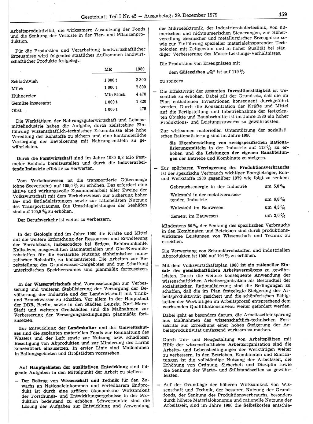 Gesetzblatt (GBl.) der Deutschen Demokratischen Republik (DDR) Teil Ⅰ 1979, Seite 459 (GBl. DDR Ⅰ 1979, S. 459)
