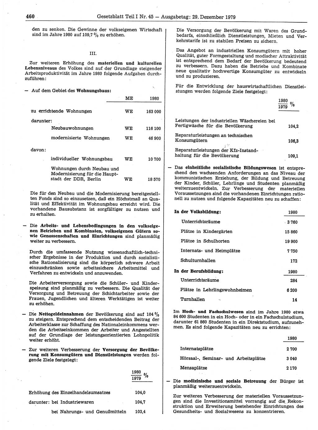 Gesetzblatt (GBl.) der Deutschen Demokratischen Republik (DDR) Teil Ⅰ 1979, Seite 460 (GBl. DDR Ⅰ 1979, S. 460)