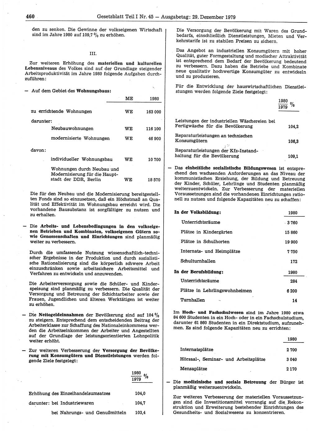 Gesetzblatt (GBl.) der Deutschen Demokratischen Republik (DDR) Teil Ⅰ 1979, Seite 460 (GBl. DDR Ⅰ 1979, S. 460)