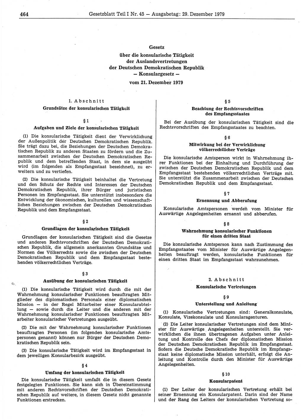 Gesetzblatt (GBl.) der Deutschen Demokratischen Republik (DDR) Teil Ⅰ 1979, Seite 464 (GBl. DDR Ⅰ 1979, S. 464)