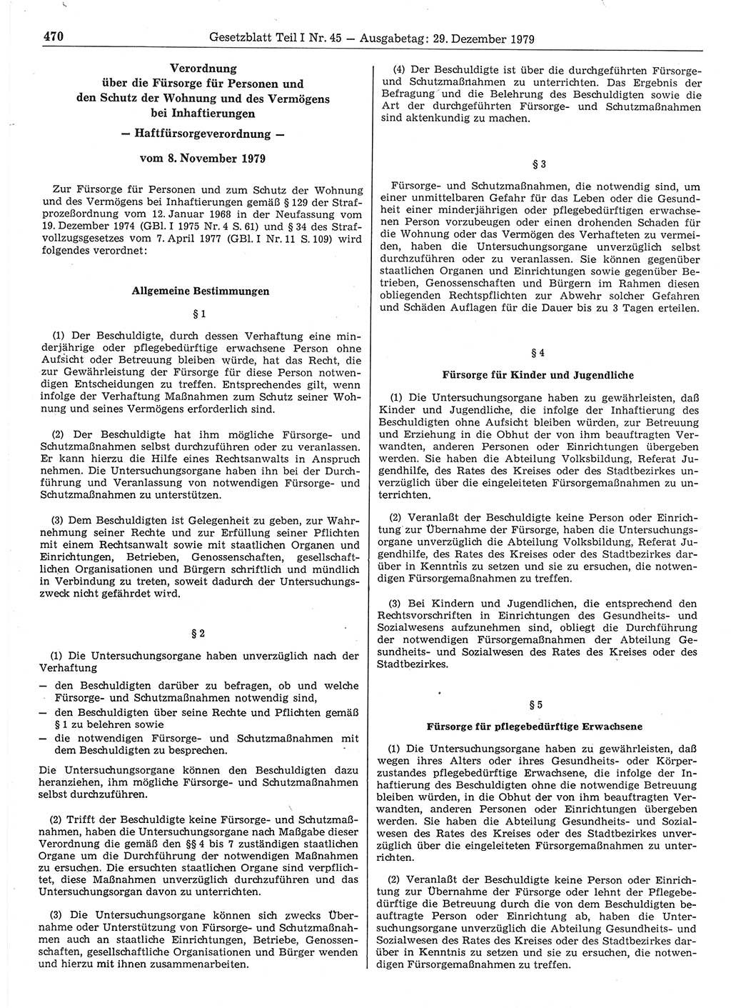 Gesetzblatt (GBl.) der Deutschen Demokratischen Republik (DDR) Teil Ⅰ 1979, Seite 470 (GBl. DDR Ⅰ 1979, S. 470)