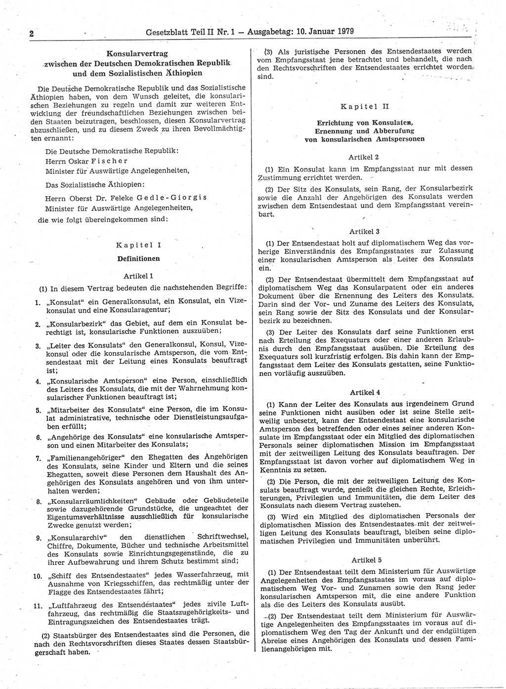 Gesetzblatt (GBl.) der Deutschen Demokratischen Republik (DDR) Teil ⅠⅠ 1979, Seite 2 (GBl. DDR ⅠⅠ 1979, S. 2)