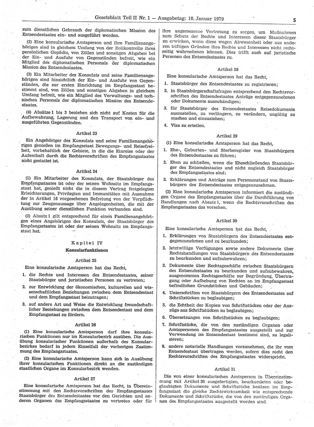 Gesetzblatt (GBl.) der Deutschen Demokratischen Republik (DDR) Teil ⅠⅠ 1979, Seite 5 (GBl. DDR ⅠⅠ 1979, S. 5)