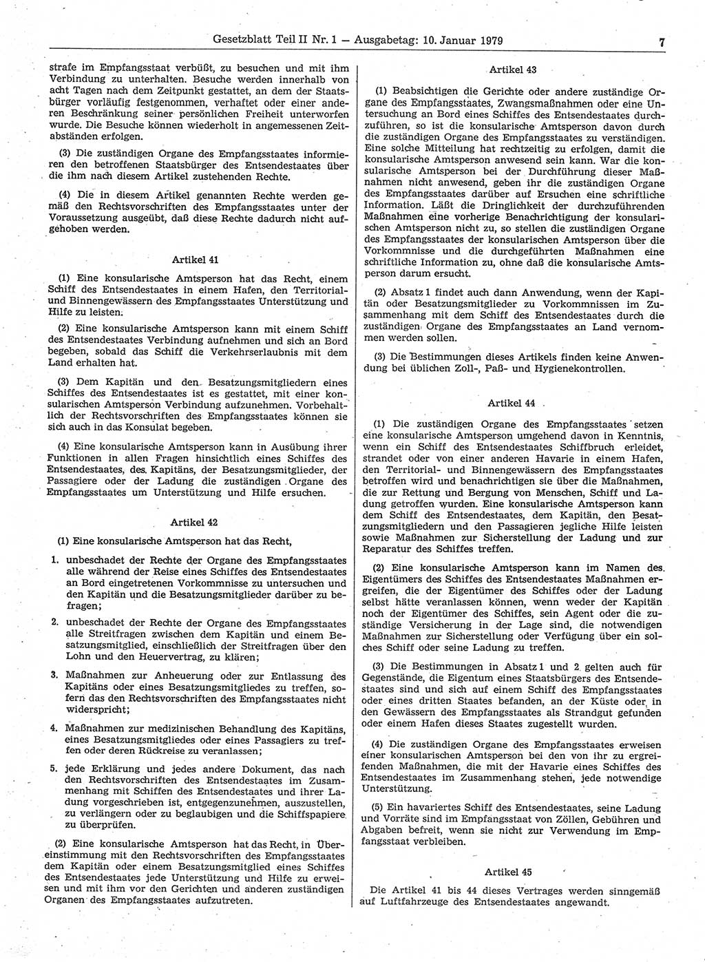Gesetzblatt (GBl.) der Deutschen Demokratischen Republik (DDR) Teil ⅠⅠ 1979, Seite 7 (GBl. DDR ⅠⅠ 1979, S. 7)