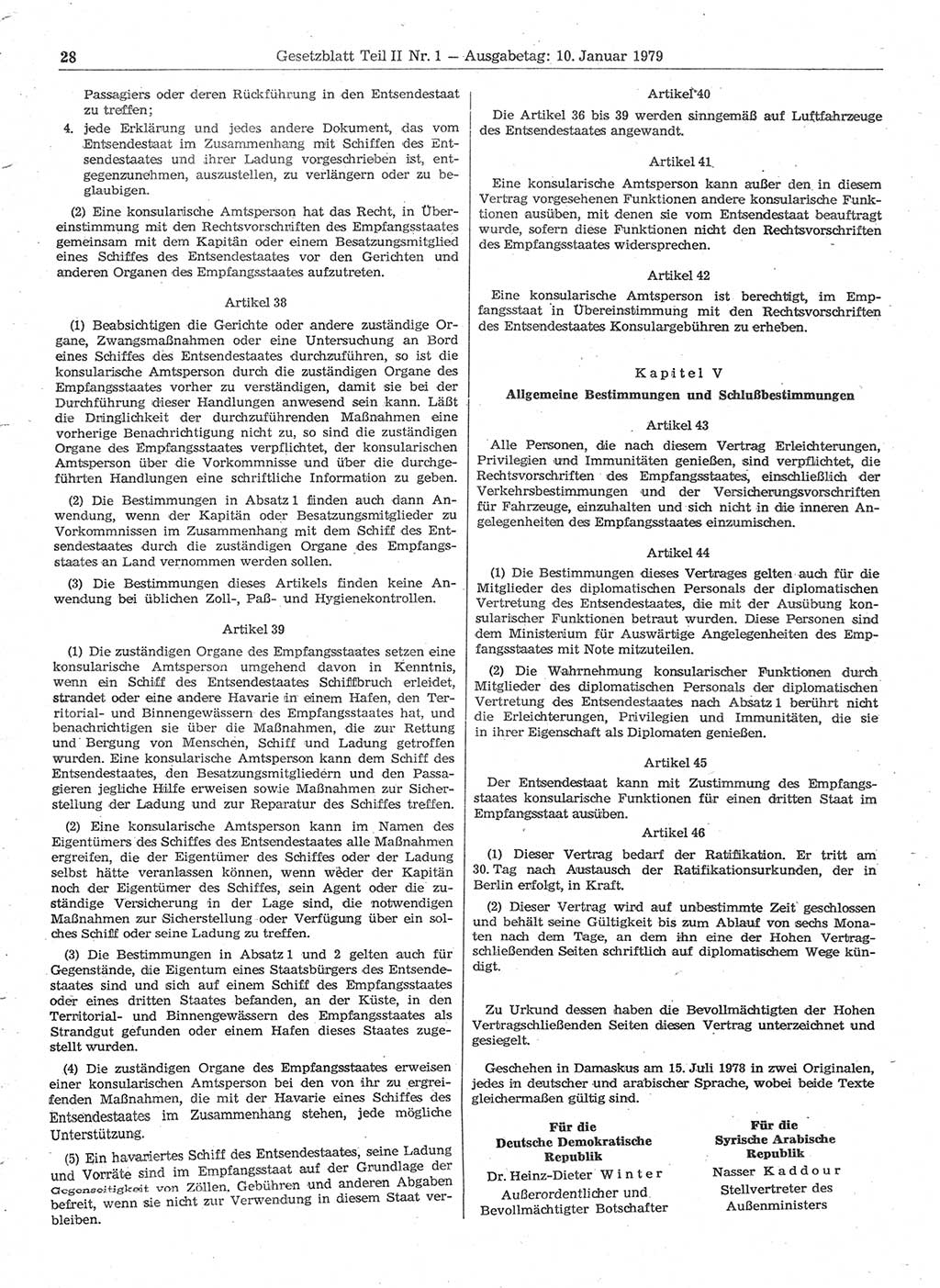 Gesetzblatt (GBl.) der Deutschen Demokratischen Republik (DDR) Teil ⅠⅠ 1979, Seite 28 (GBl. DDR ⅠⅠ 1979, S. 28)