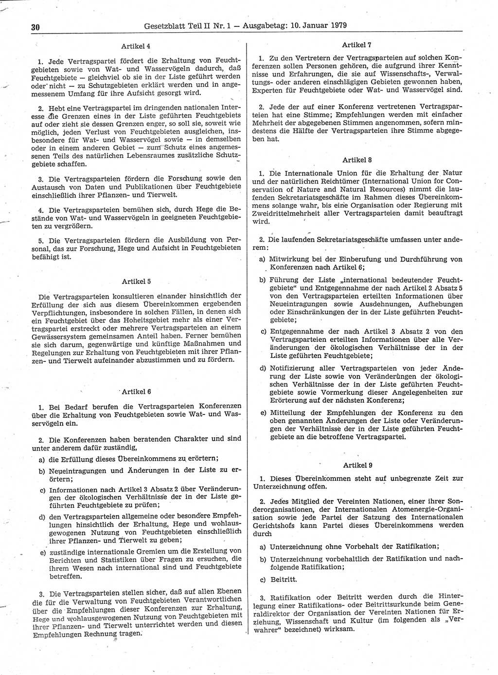 Gesetzblatt (GBl.) der Deutschen Demokratischen Republik (DDR) Teil ⅠⅠ 1979, Seite 30 (GBl. DDR ⅠⅠ 1979, S. 30)
