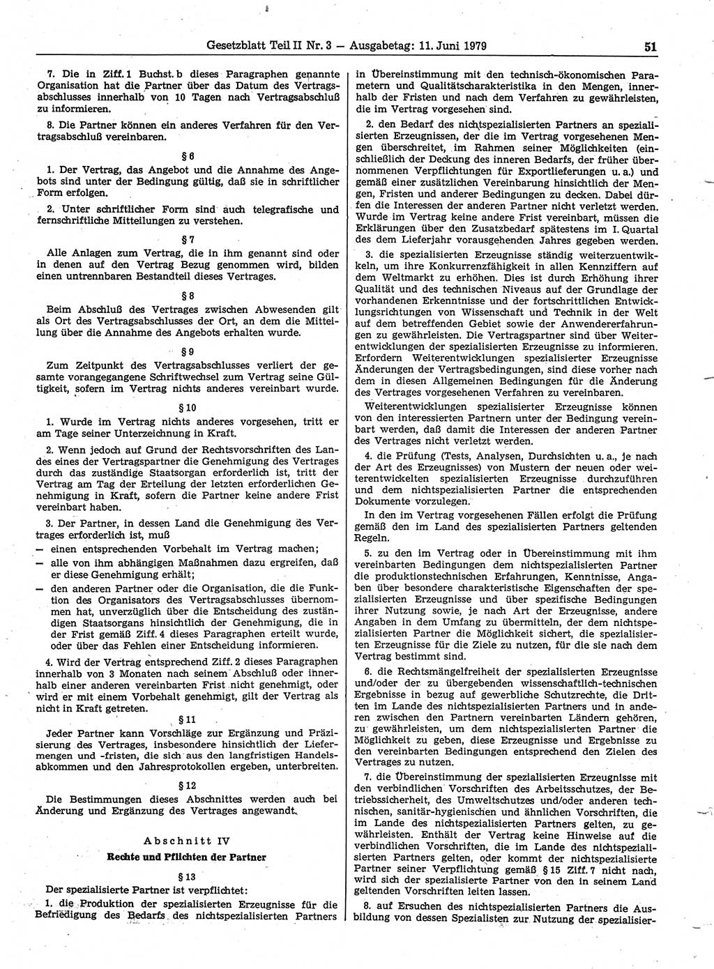 Gesetzblatt (GBl.) der Deutschen Demokratischen Republik (DDR) Teil ⅠⅠ 1979, Seite 51 (GBl. DDR ⅠⅠ 1979, S. 51)