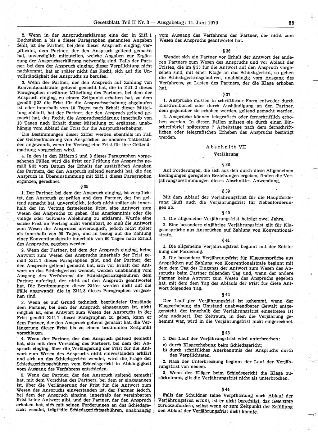 Gesetzblatt (GBl.) der Deutschen Demokratischen Republik (DDR) Teil ⅠⅠ 1979, Seite 55 (GBl. DDR ⅠⅠ 1979, S. 55)