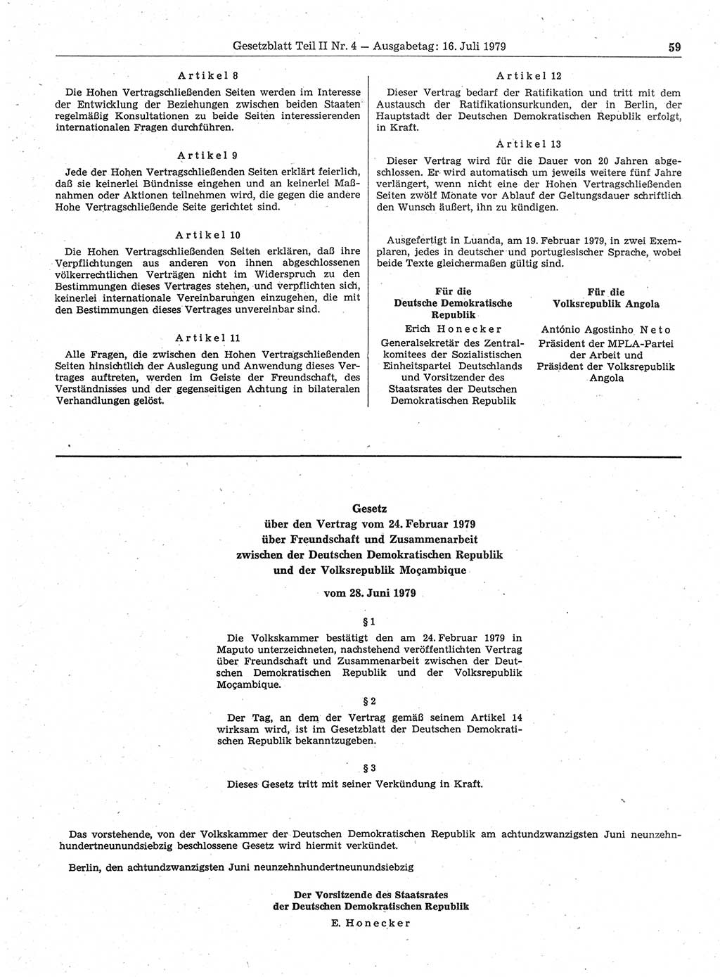 Gesetzblatt (GBl.) der Deutschen Demokratischen Republik (DDR) Teil ⅠⅠ 1979, Seite 59 (GBl. DDR ⅠⅠ 1979, S. 59)