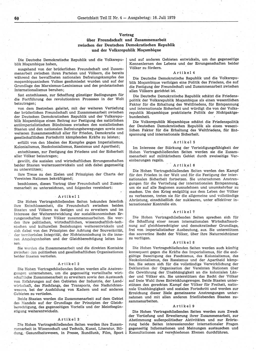 Gesetzblatt (GBl.) der Deutschen Demokratischen Republik (DDR) Teil ⅠⅠ 1979, Seite 60 (GBl. DDR ⅠⅠ 1979, S. 60)