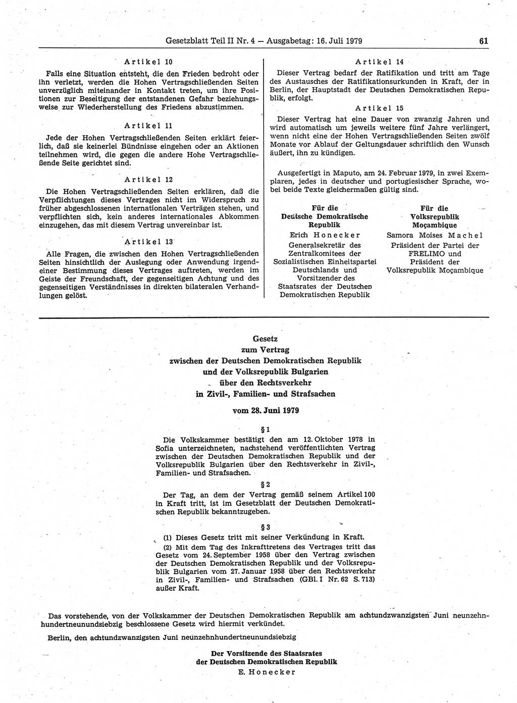 Gesetzblatt (GBl.) der Deutschen Demokratischen Republik (DDR) Teil ⅠⅠ 1979, Seite 61 (GBl. DDR ⅠⅠ 1979, S. 61)