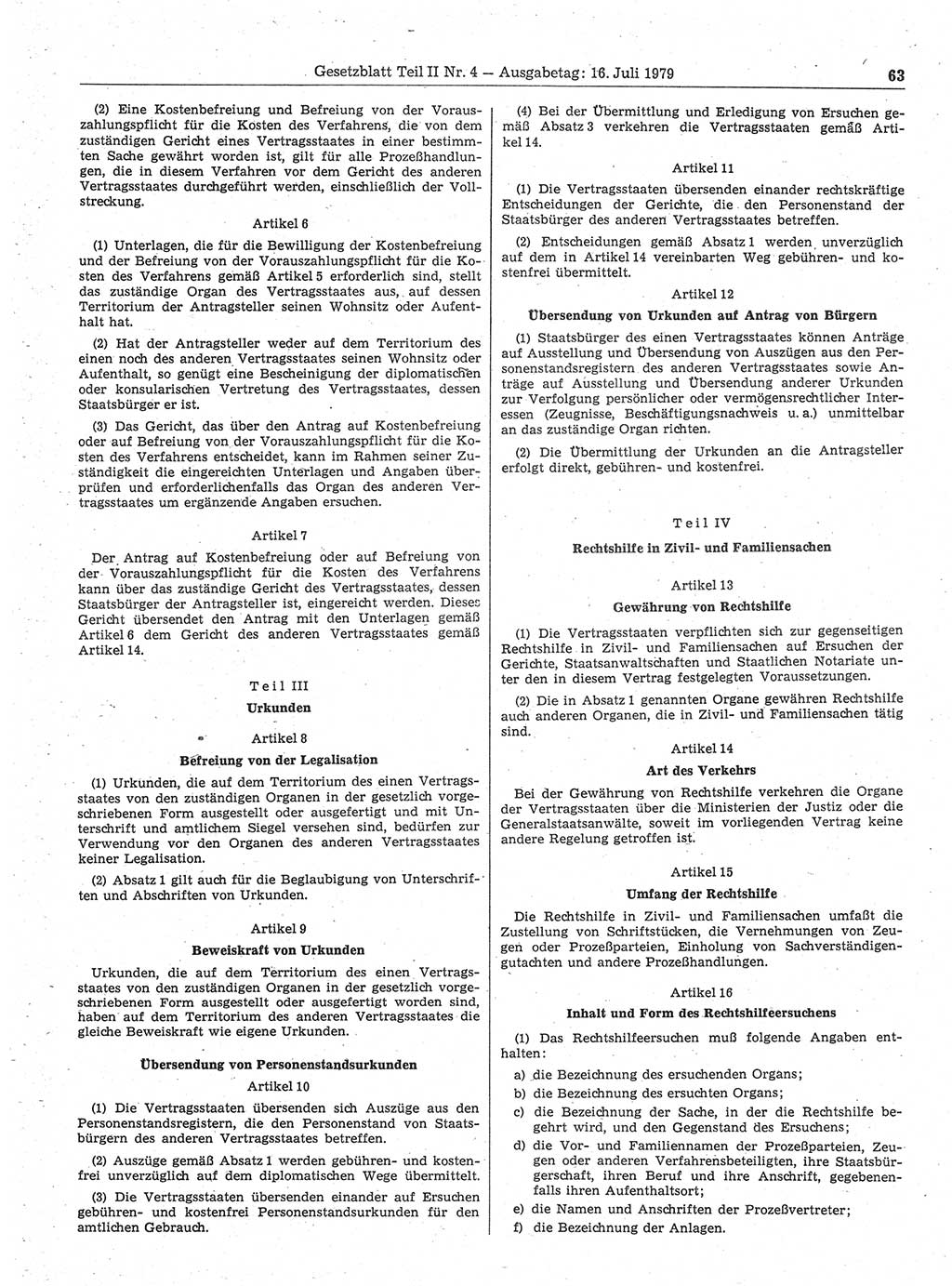 Gesetzblatt (GBl.) der Deutschen Demokratischen Republik (DDR) Teil ⅠⅠ 1979, Seite 63 (GBl. DDR ⅠⅠ 1979, S. 63)