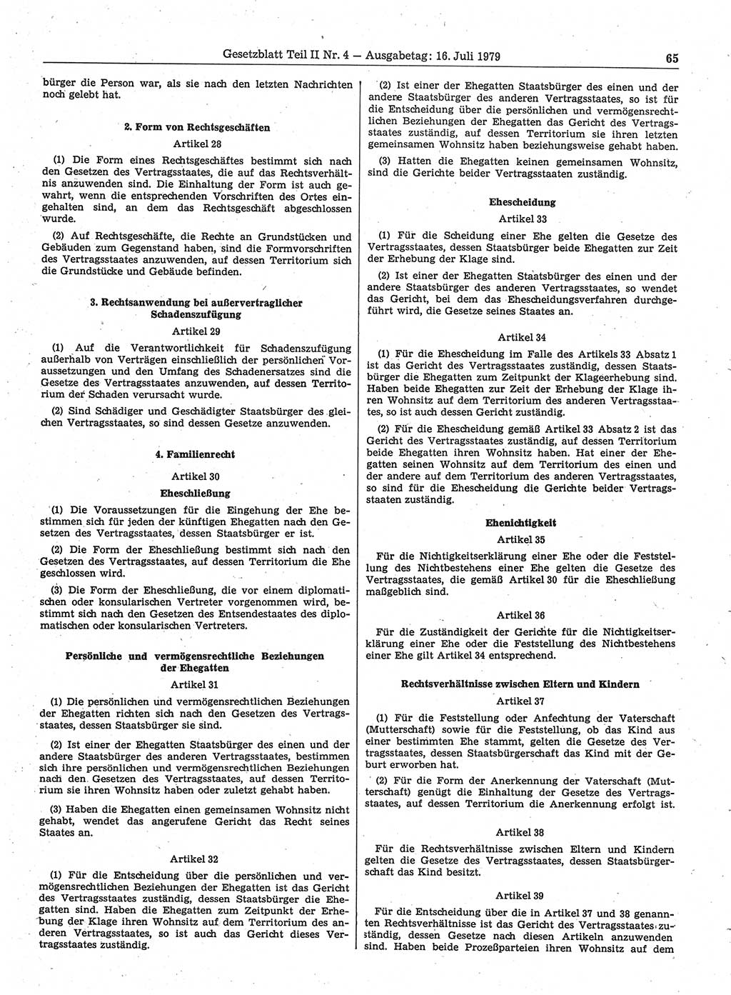 Gesetzblatt (GBl.) der Deutschen Demokratischen Republik (DDR) Teil ⅠⅠ 1979, Seite 65 (GBl. DDR ⅠⅠ 1979, S. 65)