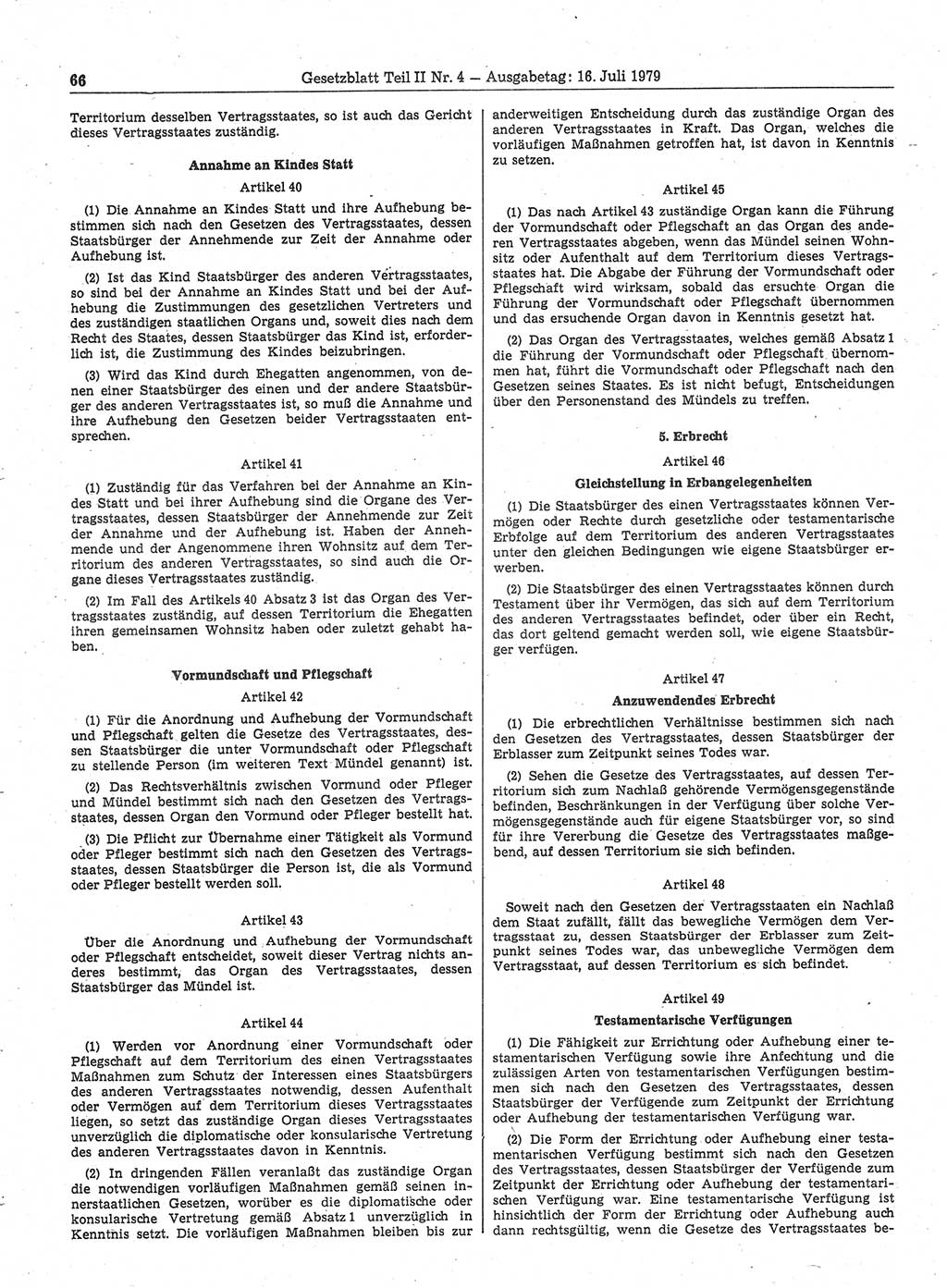 Gesetzblatt (GBl.) der Deutschen Demokratischen Republik (DDR) Teil ⅠⅠ 1979, Seite 66 (GBl. DDR ⅠⅠ 1979, S. 66)
