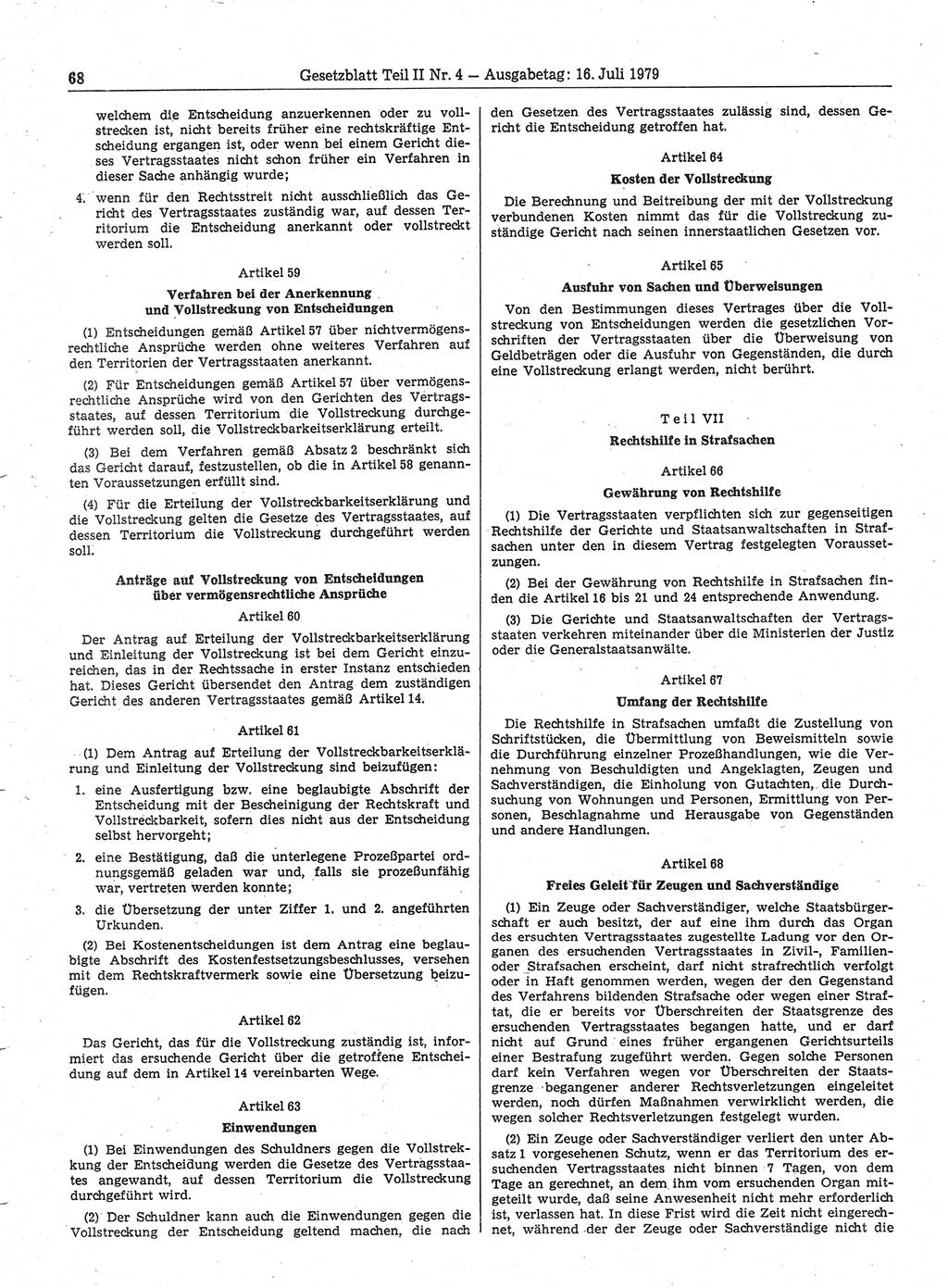 Gesetzblatt (GBl.) der Deutschen Demokratischen Republik (DDR) Teil ⅠⅠ 1979, Seite 68 (GBl. DDR ⅠⅠ 1979, S. 68)