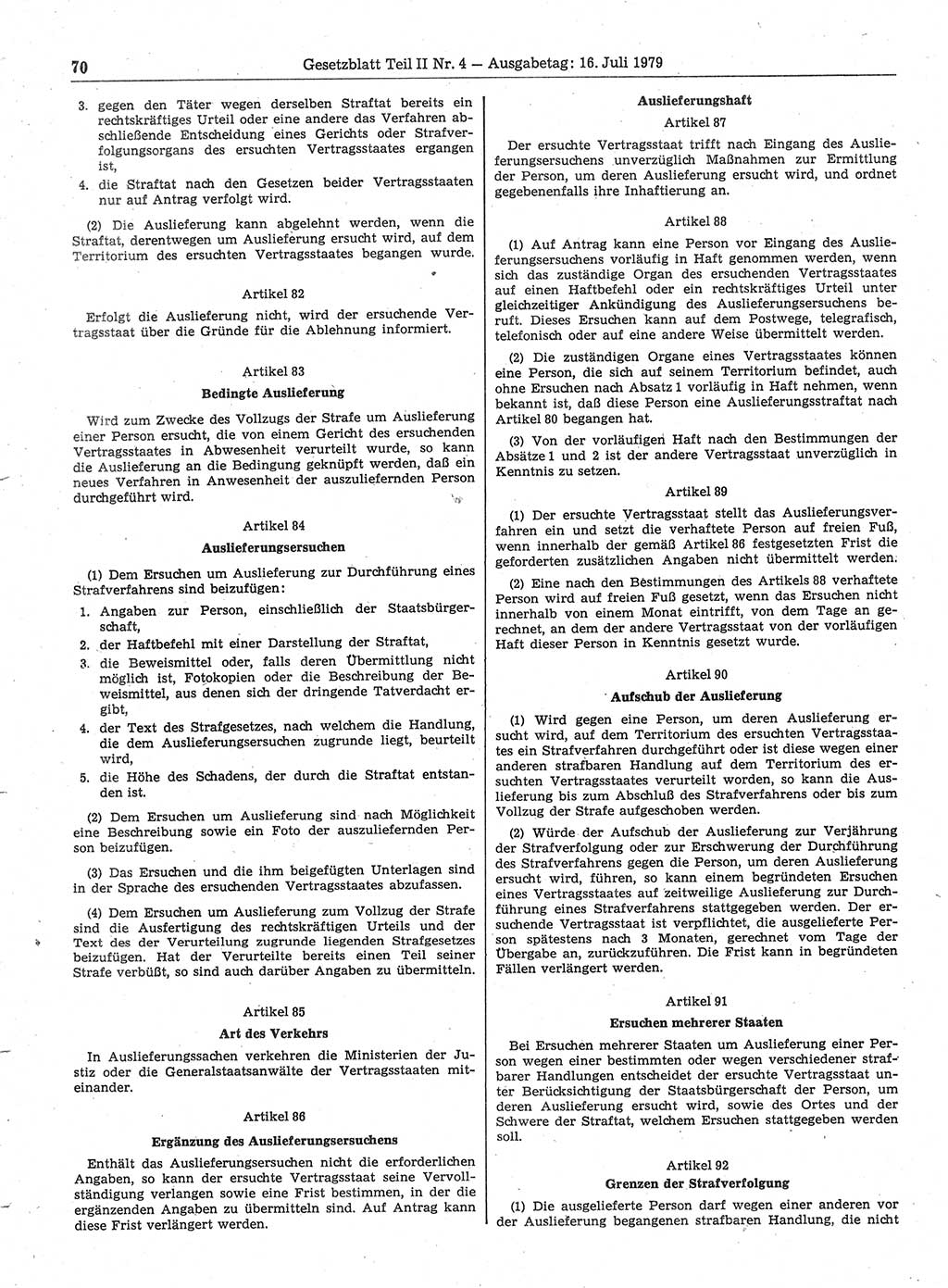 Gesetzblatt (GBl.) der Deutschen Demokratischen Republik (DDR) Teil ⅠⅠ 1979, Seite 70 (GBl. DDR ⅠⅠ 1979, S. 70)