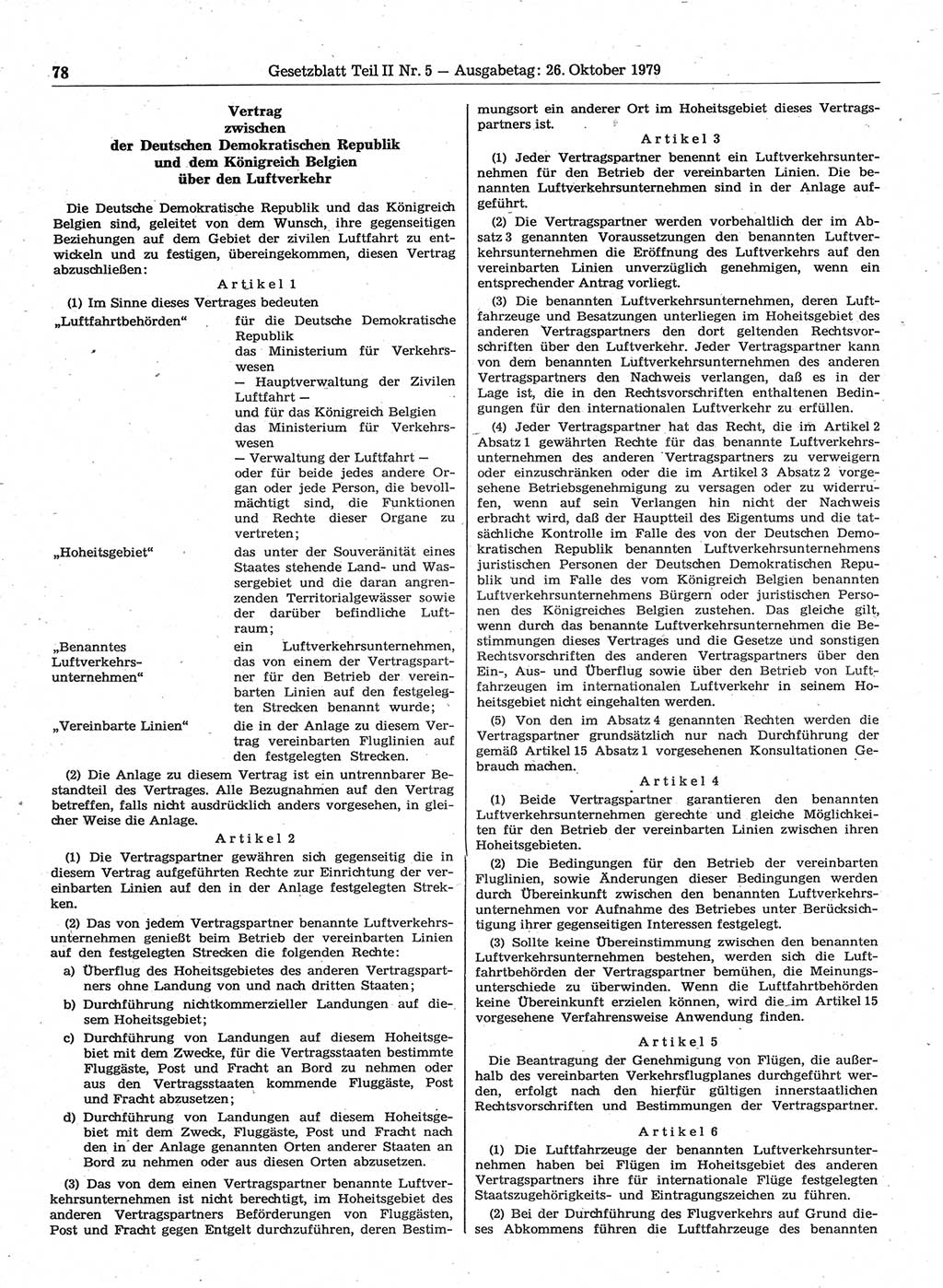 Gesetzblatt (GBl.) der Deutschen Demokratischen Republik (DDR) Teil ⅠⅠ 1979, Seite 78 (GBl. DDR ⅠⅠ 1979, S. 78)