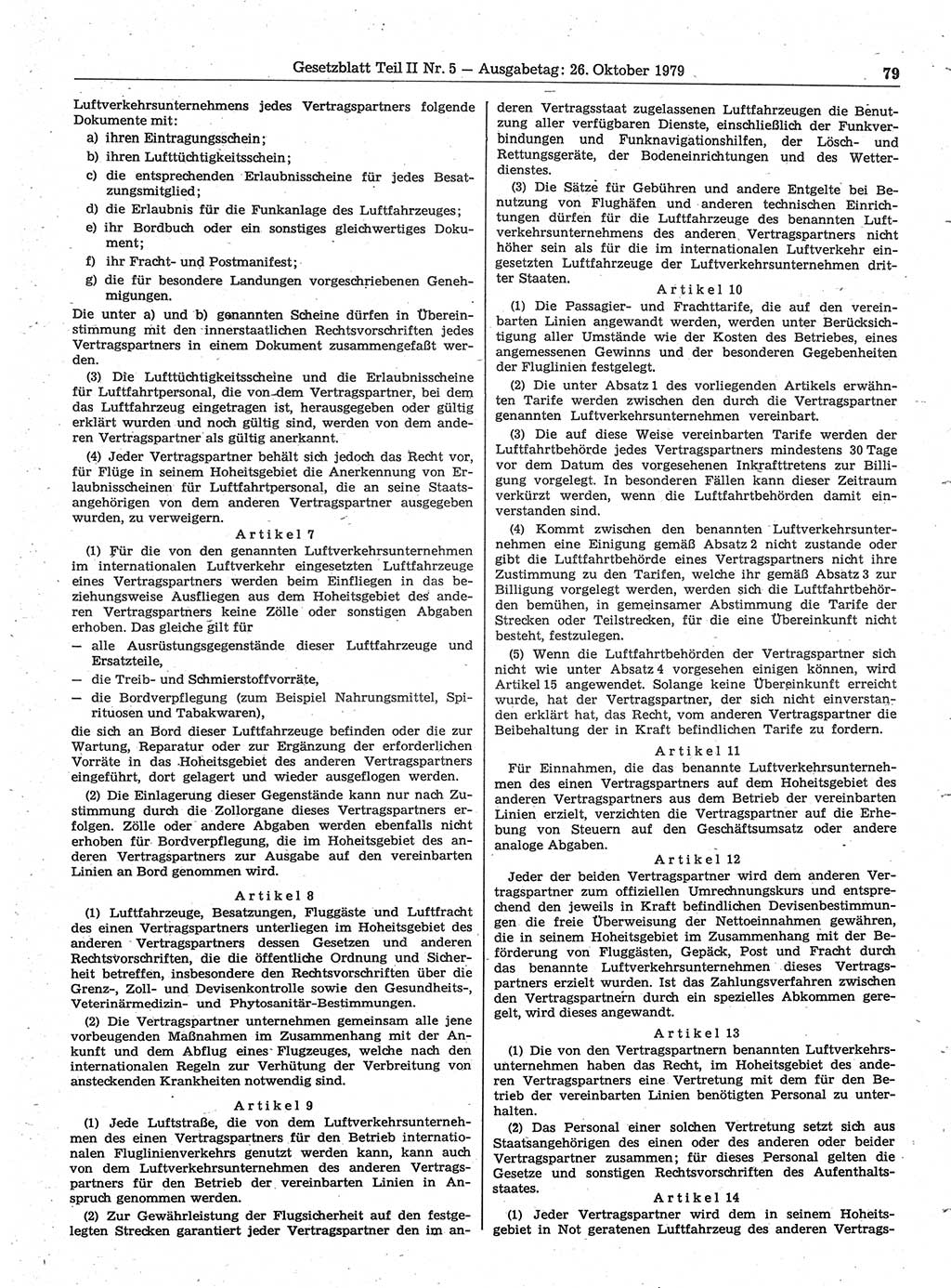Gesetzblatt (GBl.) der Deutschen Demokratischen Republik (DDR) Teil ⅠⅠ 1979, Seite 79 (GBl. DDR ⅠⅠ 1979, S. 79)