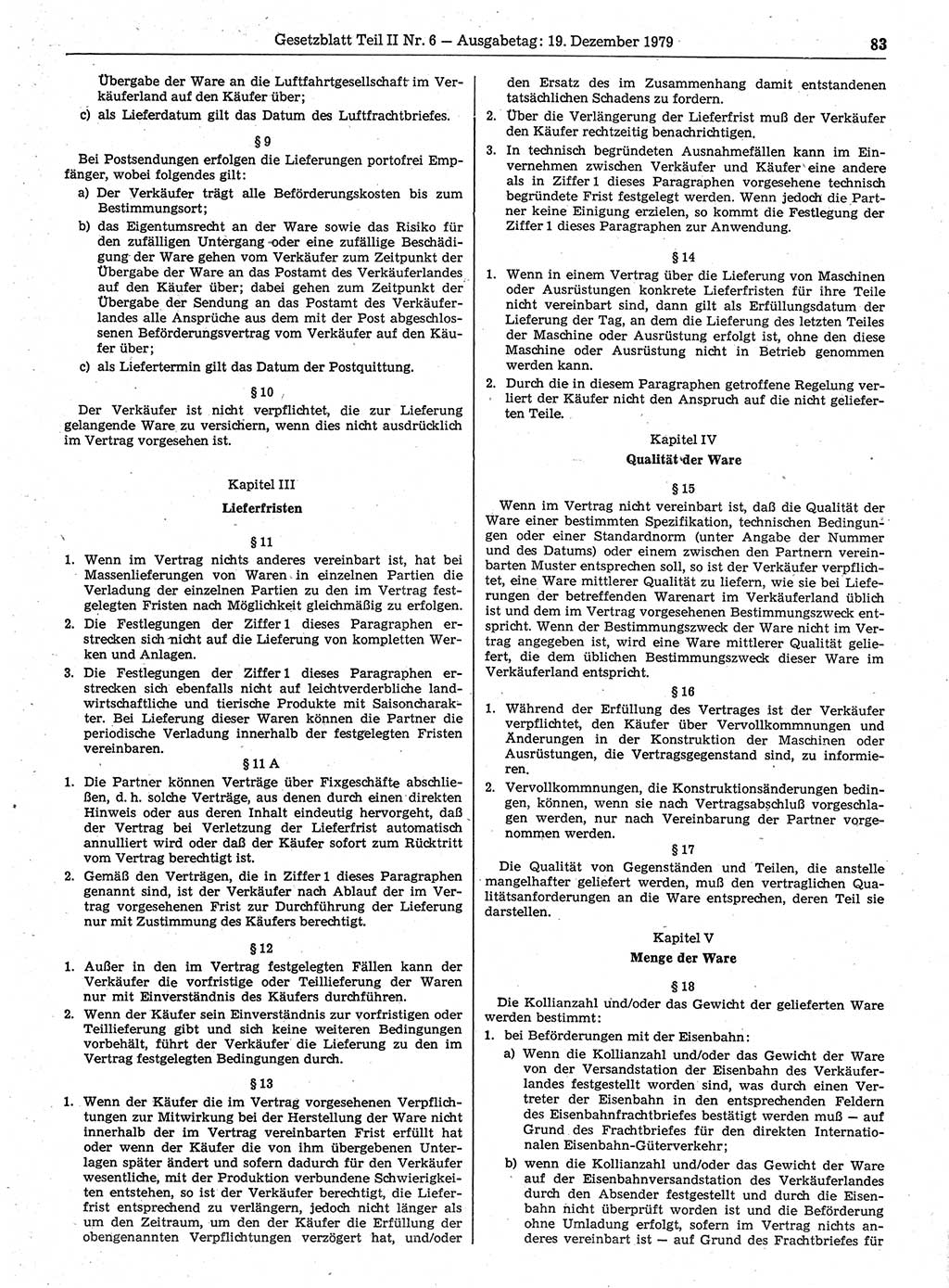 Gesetzblatt (GBl.) der Deutschen Demokratischen Republik (DDR) Teil ⅠⅠ 1979, Seite 83 (GBl. DDR ⅠⅠ 1979, S. 83)