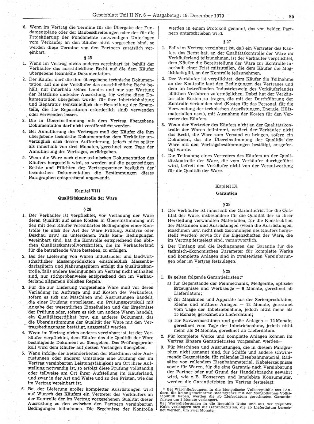 Gesetzblatt (GBl.) der Deutschen Demokratischen Republik (DDR) Teil ⅠⅠ 1979, Seite 85 (GBl. DDR ⅠⅠ 1979, S. 85)