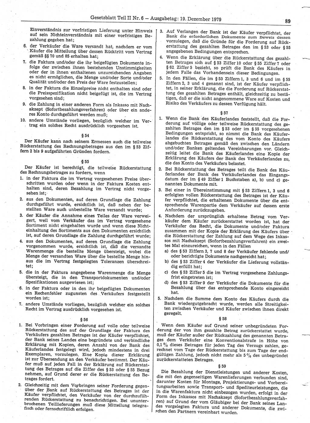 Gesetzblatt (GBl.) der Deutschen Demokratischen Republik (DDR) Teil ⅠⅠ 1979, Seite 89 (GBl. DDR ⅠⅠ 1979, S. 89)