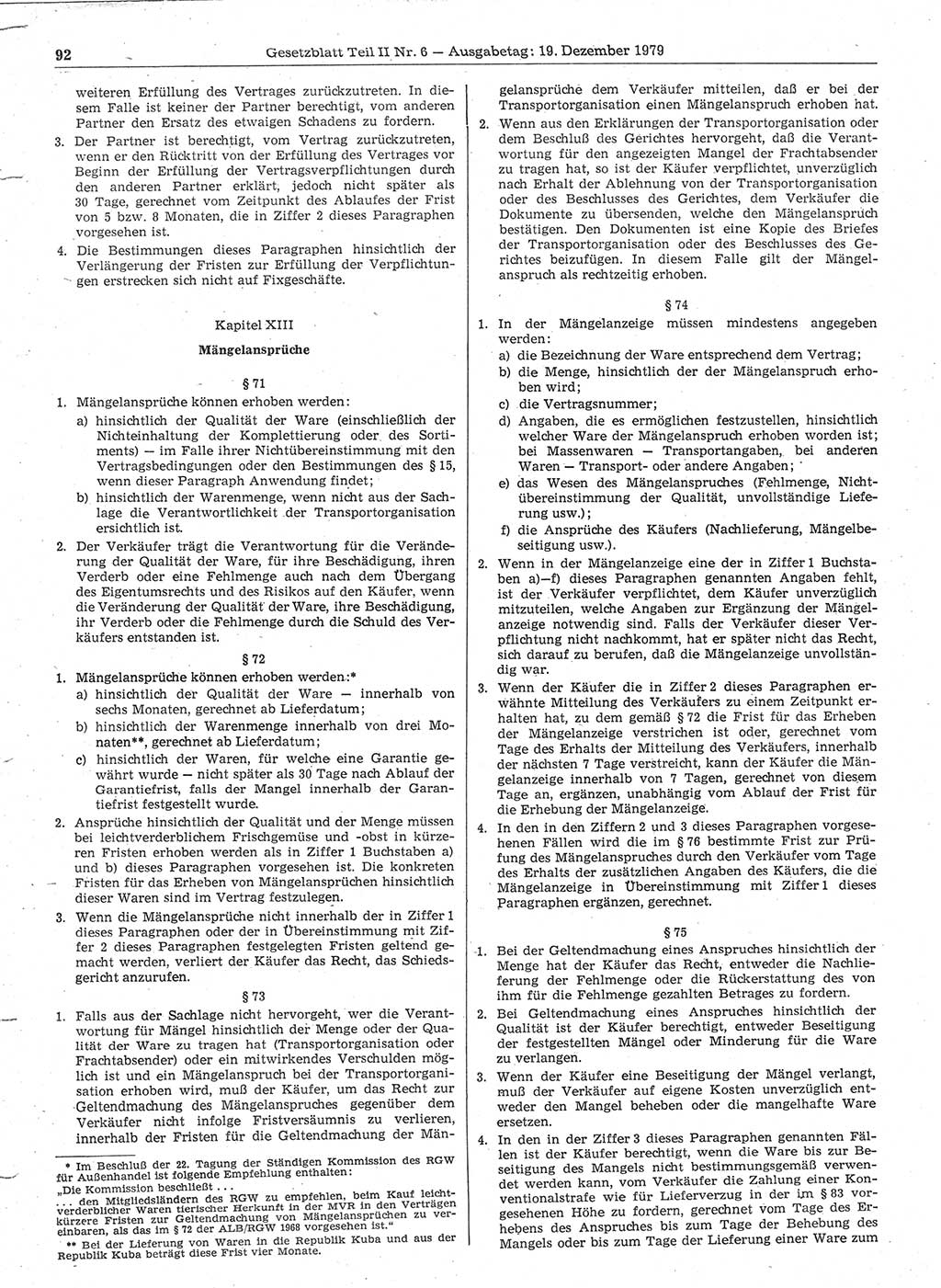 Gesetzblatt (GBl.) der Deutschen Demokratischen Republik (DDR) Teil ⅠⅠ 1979, Seite 92 (GBl. DDR ⅠⅠ 1979, S. 92)