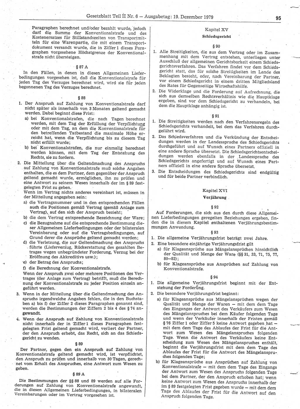 Gesetzblatt (GBl.) der Deutschen Demokratischen Republik (DDR) Teil ⅠⅠ 1979, Seite 95 (GBl. DDR ⅠⅠ 1979, S. 95)