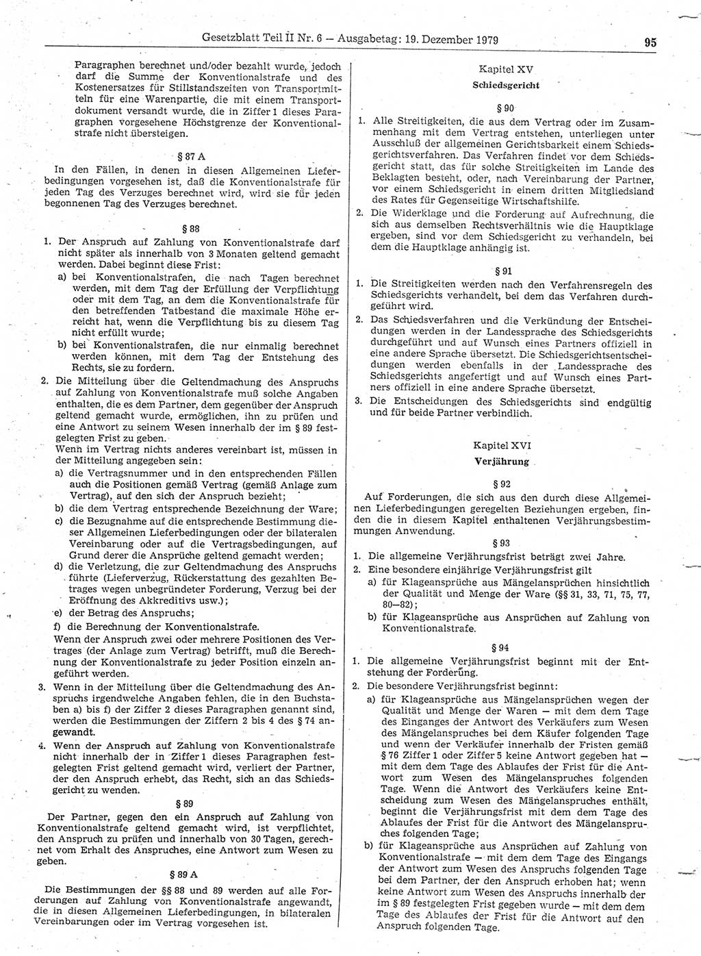 Gesetzblatt (GBl.) der Deutschen Demokratischen Republik (DDR) Teil ⅠⅠ 1979, Seite 95 (GBl. DDR ⅠⅠ 1979, S. 95)