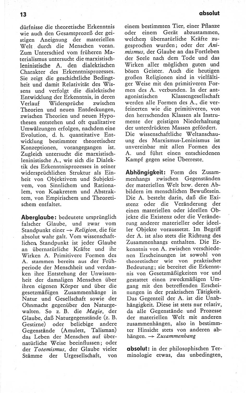 Kleines Wörterbuch der marxistisch-leninistischen Philosophie [Deutsche Demokratische Republik (DDR)] 1979, Seite 13 (Kl. Wb. ML Phil. DDR 1979, S. 13)