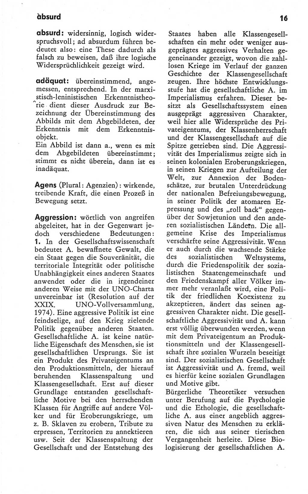 Kleines Wörterbuch der marxistisch-leninistischen Philosophie [Deutsche Demokratische Republik (DDR)] 1979, Seite 16 (Kl. Wb. ML Phil. DDR 1979, S. 16)
