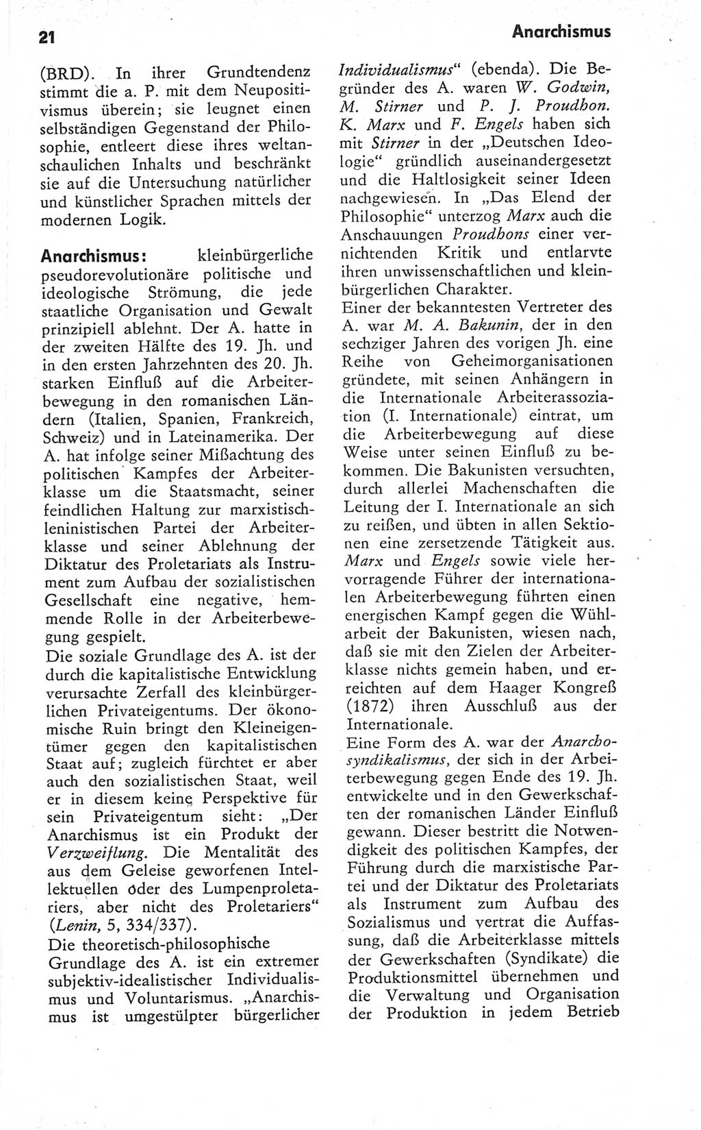 Kleines Wörterbuch der marxistisch-leninistischen Philosophie [Deutsche Demokratische Republik (DDR)] 1979, Seite 21 (Kl. Wb. ML Phil. DDR 1979, S. 21)