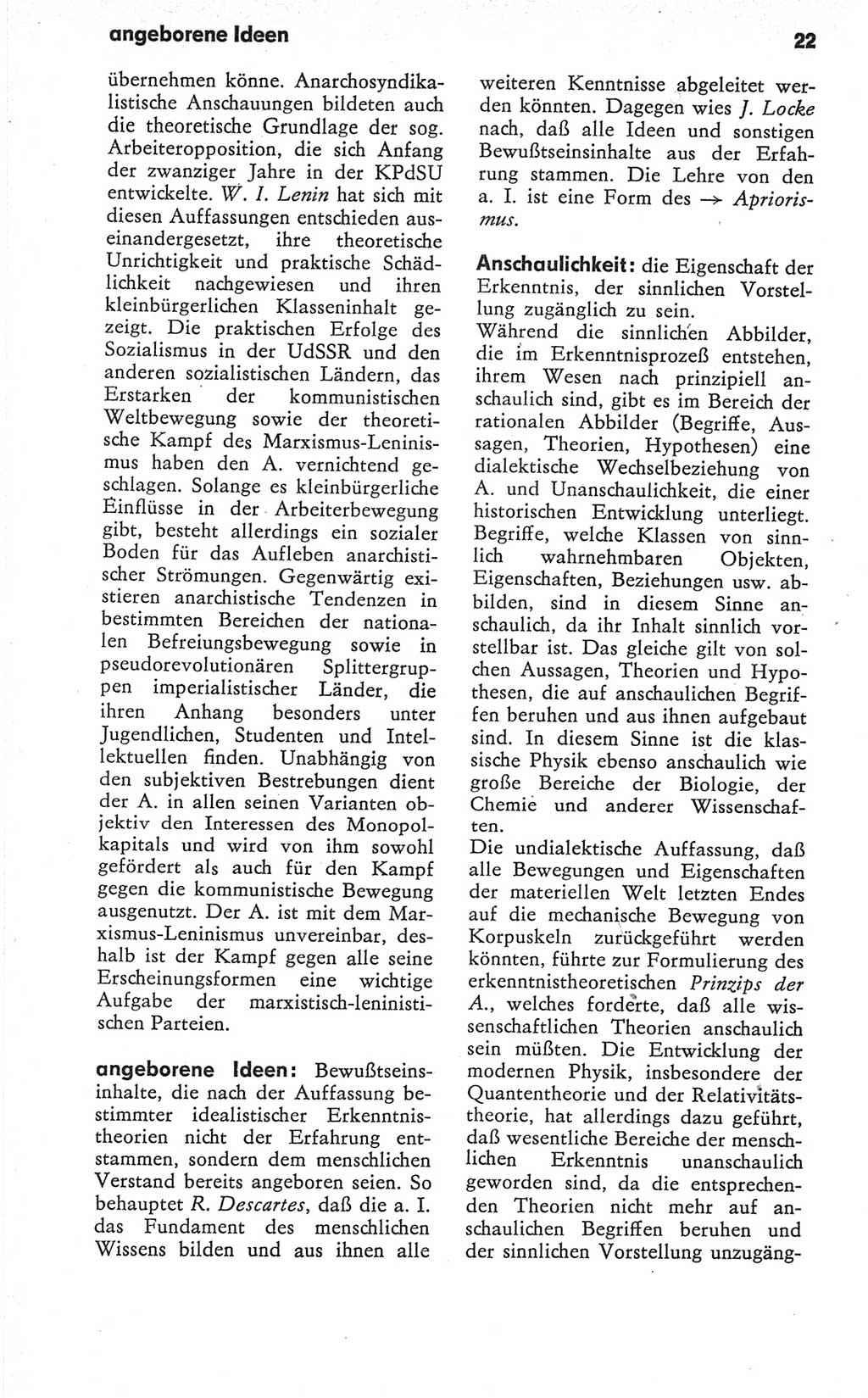 Kleines Wörterbuch der marxistisch-leninistischen Philosophie [Deutsche Demokratische Republik (DDR)] 1979, Seite 22 (Kl. Wb. ML Phil. DDR 1979, S. 22)