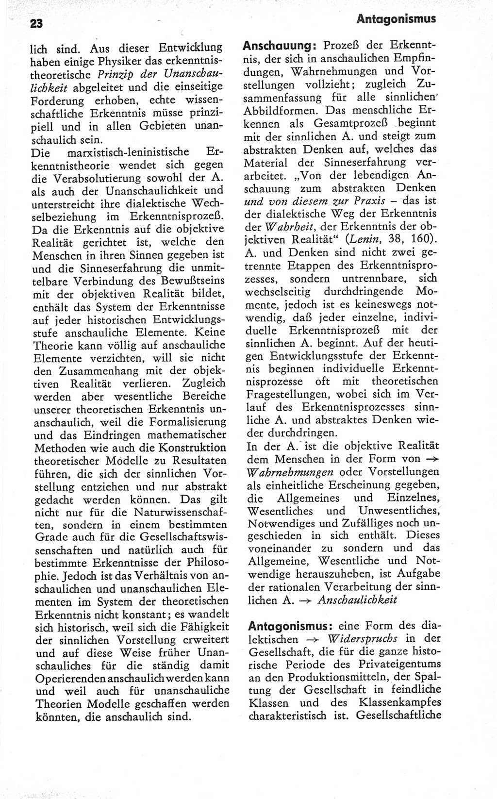 Kleines Wörterbuch der marxistisch-leninistischen Philosophie [Deutsche Demokratische Republik (DDR)] 1979, Seite 23 (Kl. Wb. ML Phil. DDR 1979, S. 23)