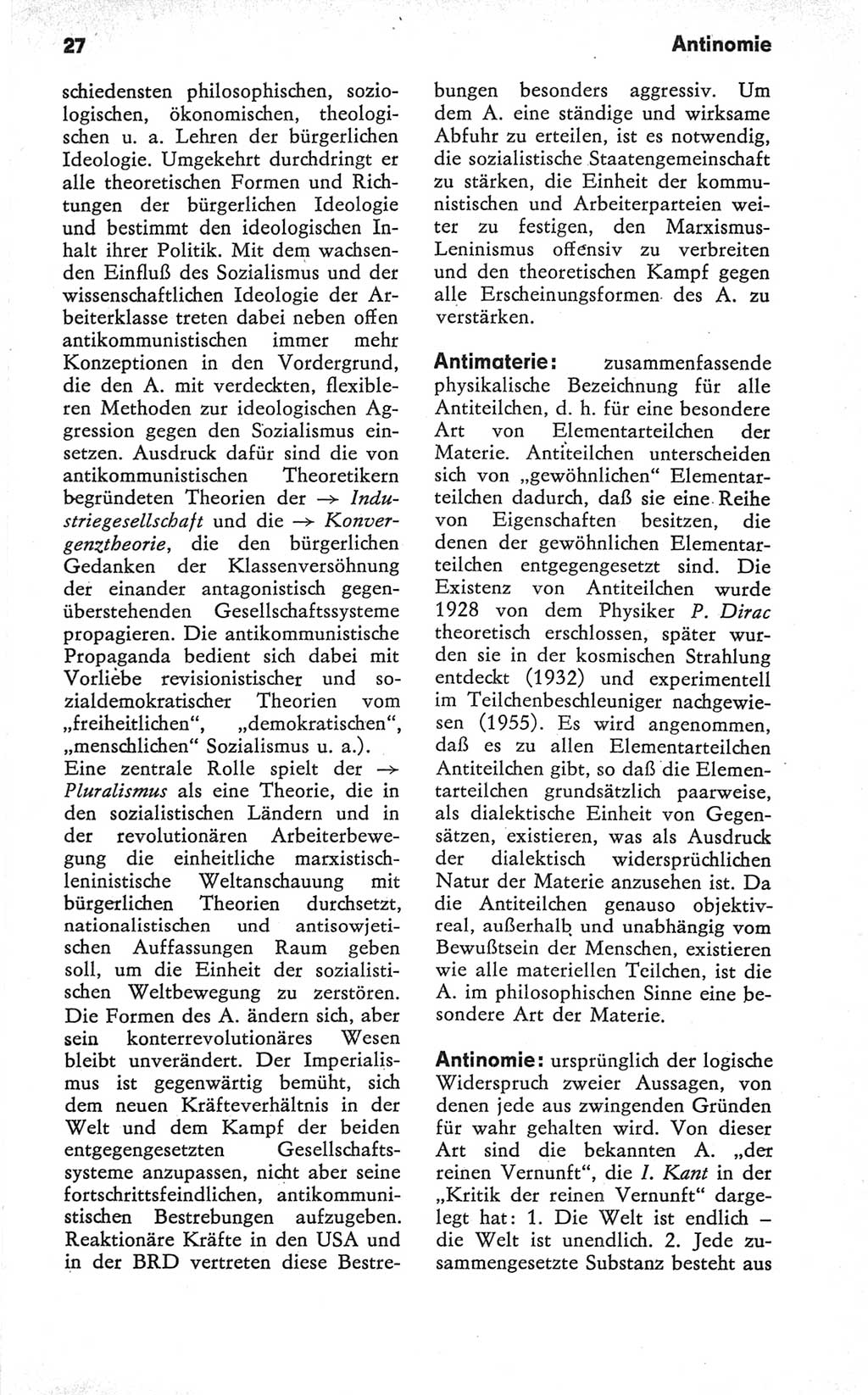 Kleines Wörterbuch der marxistisch-leninistischen Philosophie [Deutsche Demokratische Republik (DDR)] 1979, Seite 27 (Kl. Wb. ML Phil. DDR 1979, S. 27)