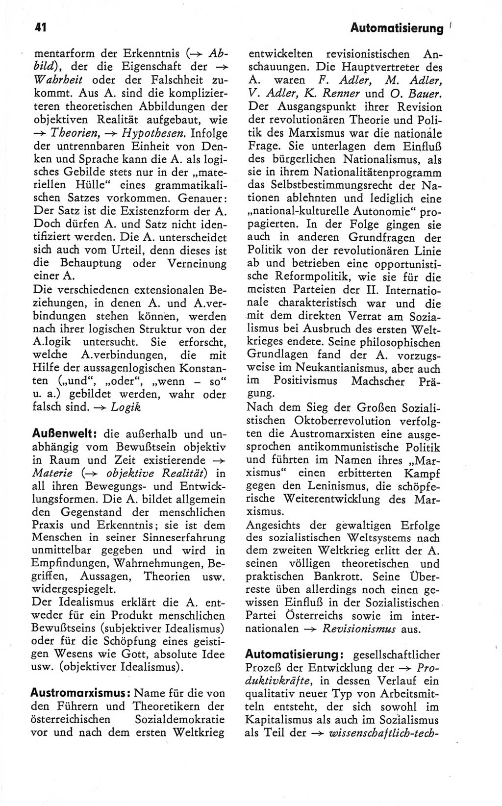 Kleines Wörterbuch der marxistisch-leninistischen Philosophie [Deutsche Demokratische Republik (DDR)] 1979, Seite 41 (Kl. Wb. ML Phil. DDR 1979, S. 41)