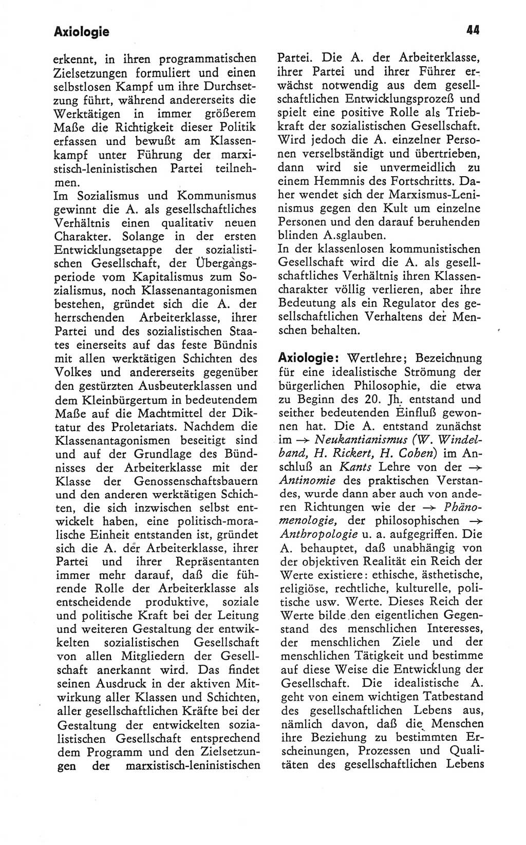 Kleines Wörterbuch der marxistisch-leninistischen Philosophie [Deutsche Demokratische Republik (DDR)] 1979, Seite 44 (Kl. Wb. ML Phil. DDR 1979, S. 44)