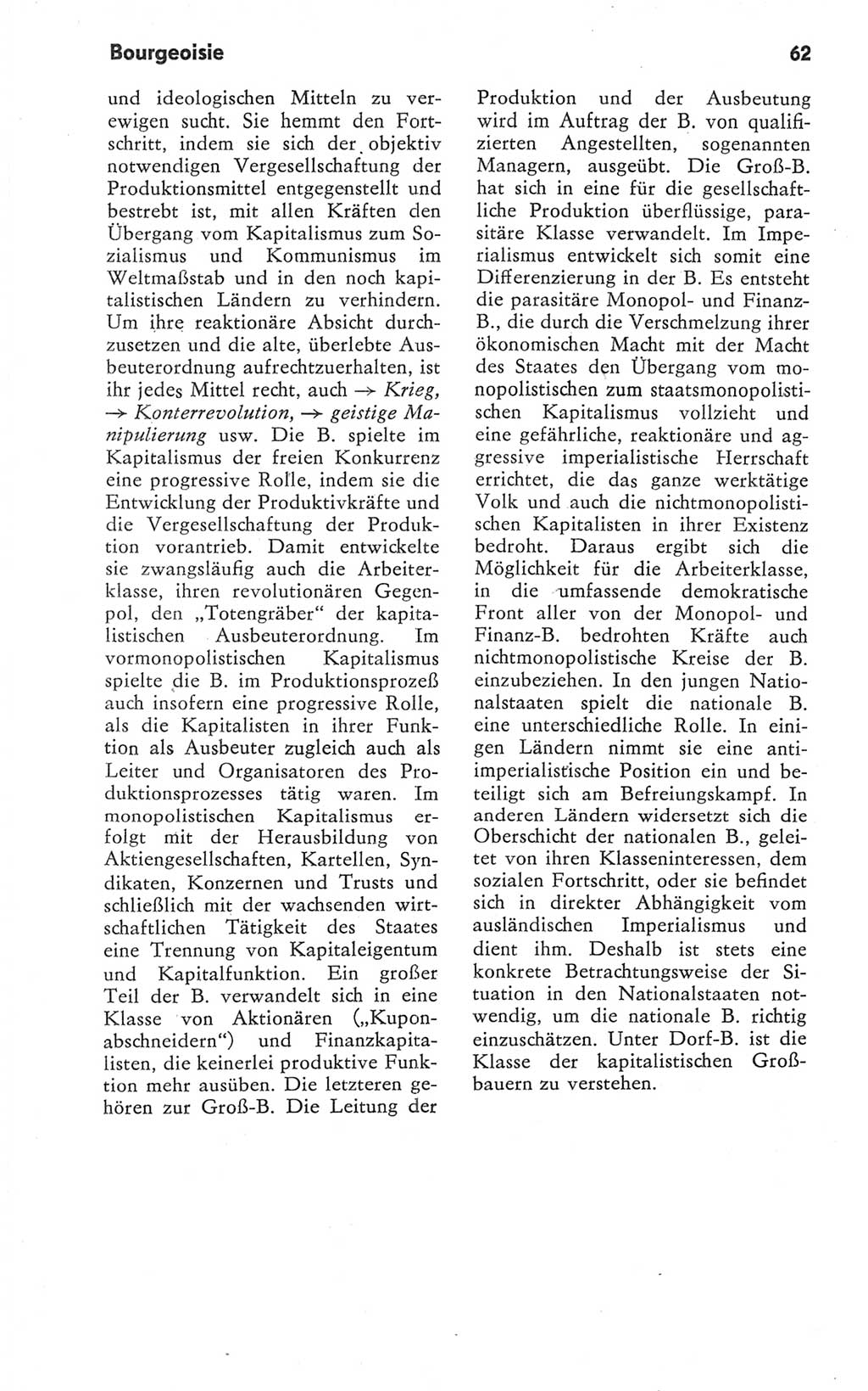 Kleines Wörterbuch der marxistisch-leninistischen Philosophie [Deutsche Demokratische Republik (DDR)] 1979, Seite 62 (Kl. Wb. ML Phil. DDR 1979, S. 62)