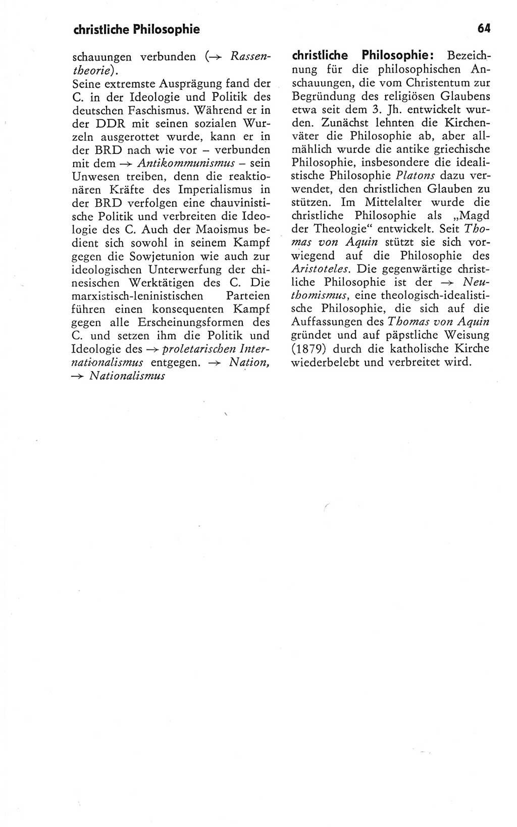 Kleines Wörterbuch der marxistisch-leninistischen Philosophie [Deutsche Demokratische Republik (DDR)] 1979, Seite 64 (Kl. Wb. ML Phil. DDR 1979, S. 64)
