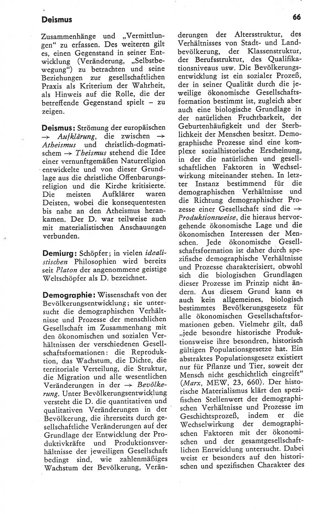 Kleines Wörterbuch der marxistisch-leninistischen Philosophie [Deutsche Demokratische Republik (DDR)] 1979, Seite 66 (Kl. Wb. ML Phil. DDR 1979, S. 66)
