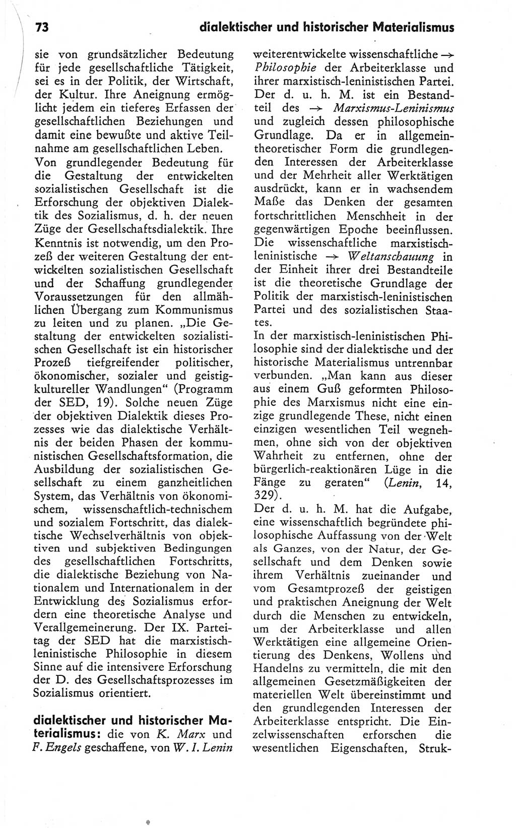 Kleines Wörterbuch der marxistisch-leninistischen Philosophie [Deutsche Demokratische Republik (DDR)] 1979, Seite 73 (Kl. Wb. ML Phil. DDR 1979, S. 73)