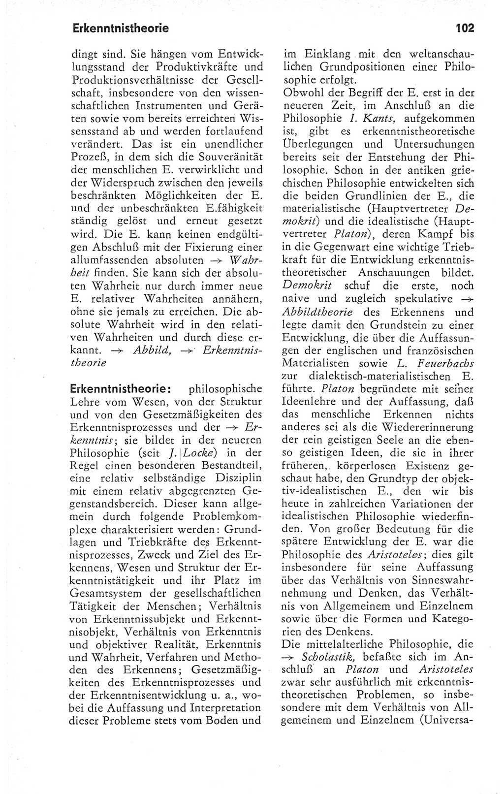 Kleines Wörterbuch der marxistisch-leninistischen Philosophie [Deutsche Demokratische Republik (DDR)] 1979, Seite 102 (Kl. Wb. ML Phil. DDR 1979, S. 102)