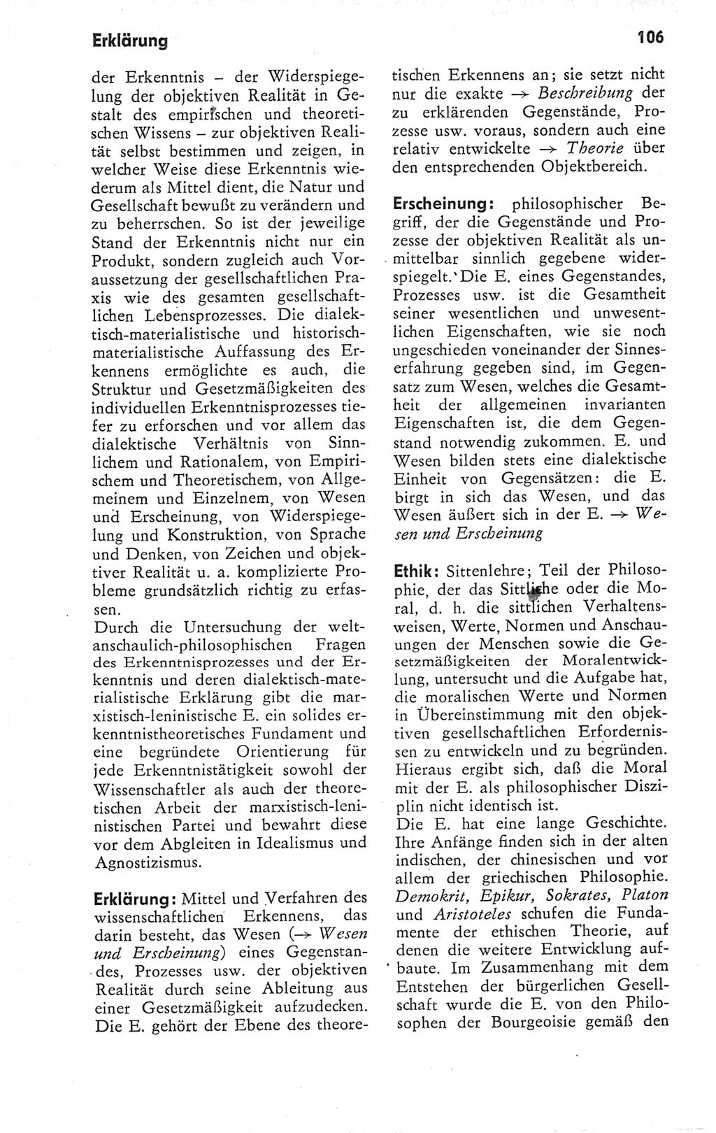 Kleines Wörterbuch der marxistisch-leninistischen Philosophie [Deutsche Demokratische Republik (DDR)] 1979, Seite 106 (Kl. Wb. ML Phil. DDR 1979, S. 106)