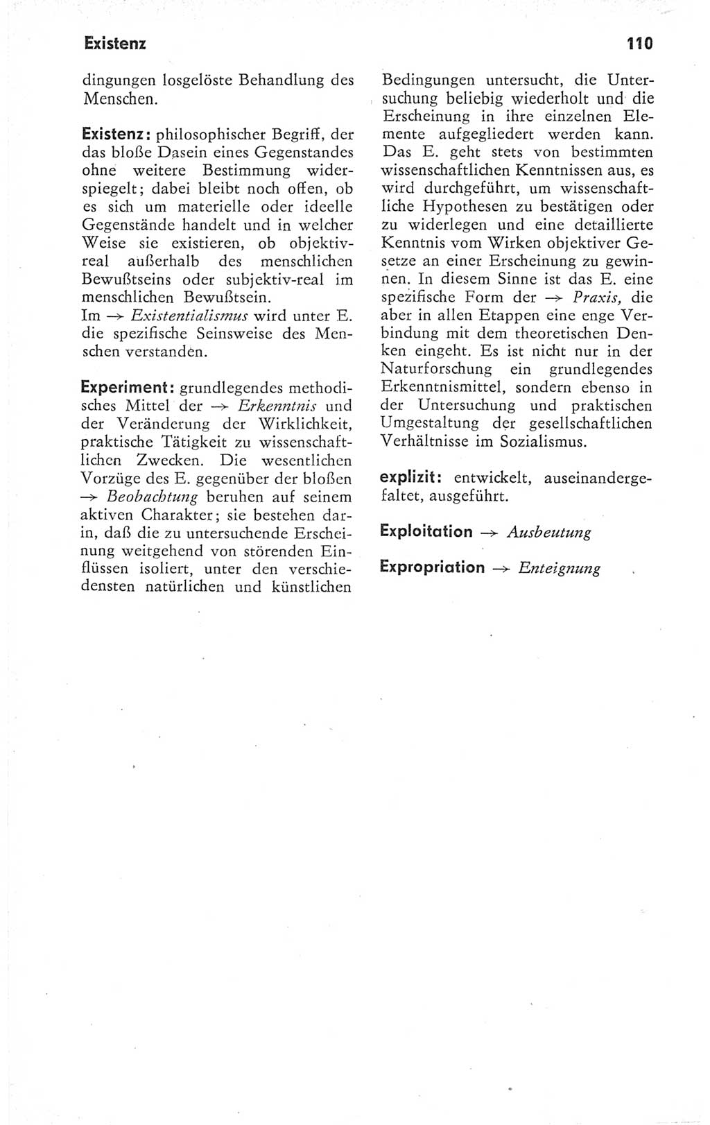 Kleines Wörterbuch der marxistisch-leninistischen Philosophie [Deutsche Demokratische Republik (DDR)] 1979, Seite 110 (Kl. Wb. ML Phil. DDR 1979, S. 110)