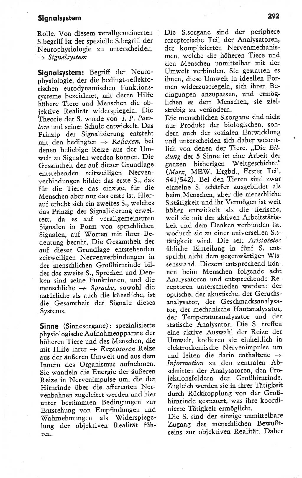 Kleines Wörterbuch der marxistisch-leninistischen Philosophie [Deutsche Demokratische Republik (DDR)] 1979, Seite 292 (Kl. Wb. ML Phil. DDR 1979, S. 292)