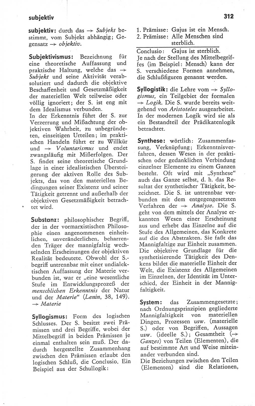 Kleines Wörterbuch der marxistisch-leninistischen Philosophie [Deutsche Demokratische Republik (DDR)] 1979, Seite 312 (Kl. Wb. ML Phil. DDR 1979, S. 312)