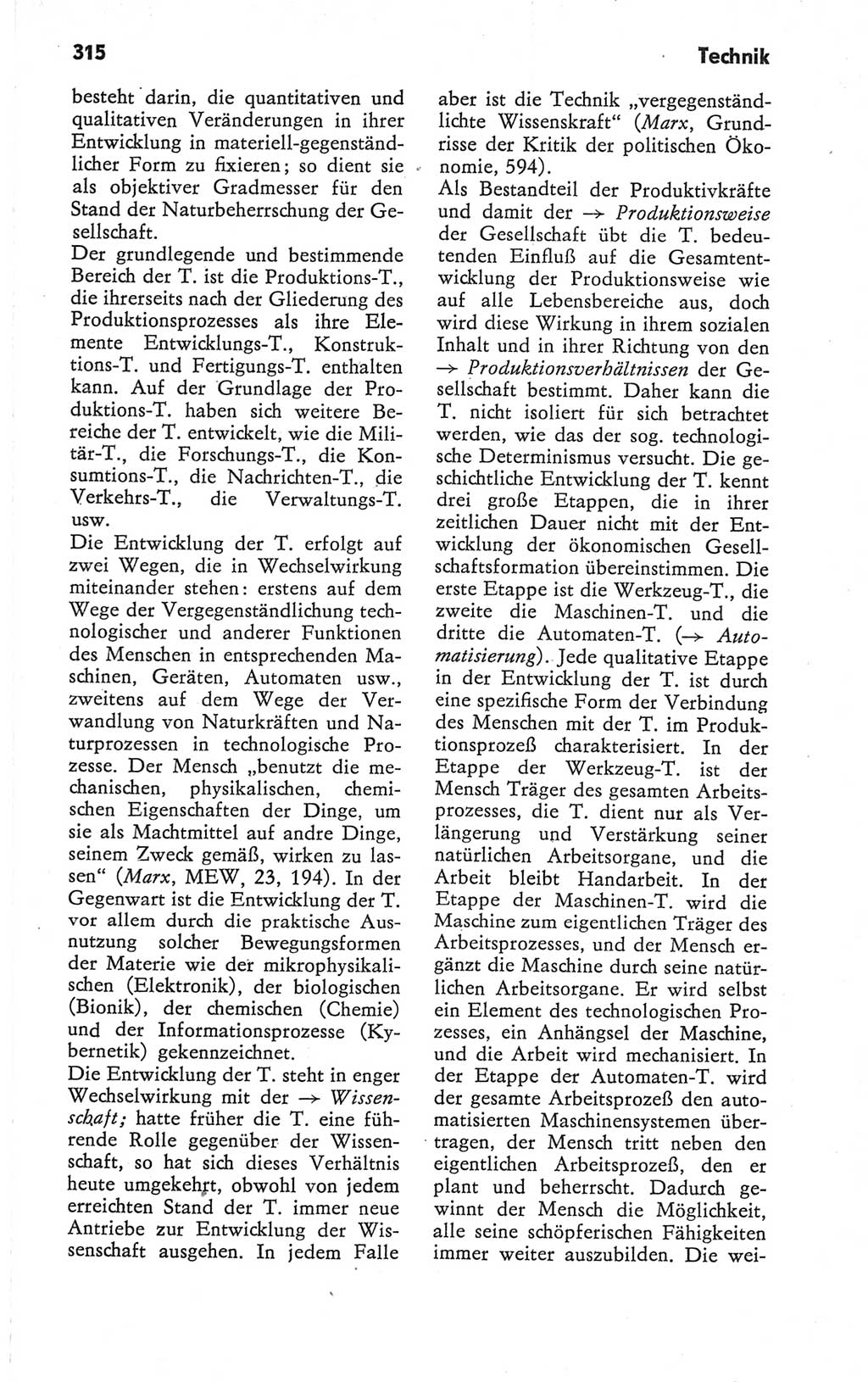 Kleines Wörterbuch der marxistisch-leninistischen Philosophie [Deutsche Demokratische Republik (DDR)] 1979, Seite 315 (Kl. Wb. ML Phil. DDR 1979, S. 315)