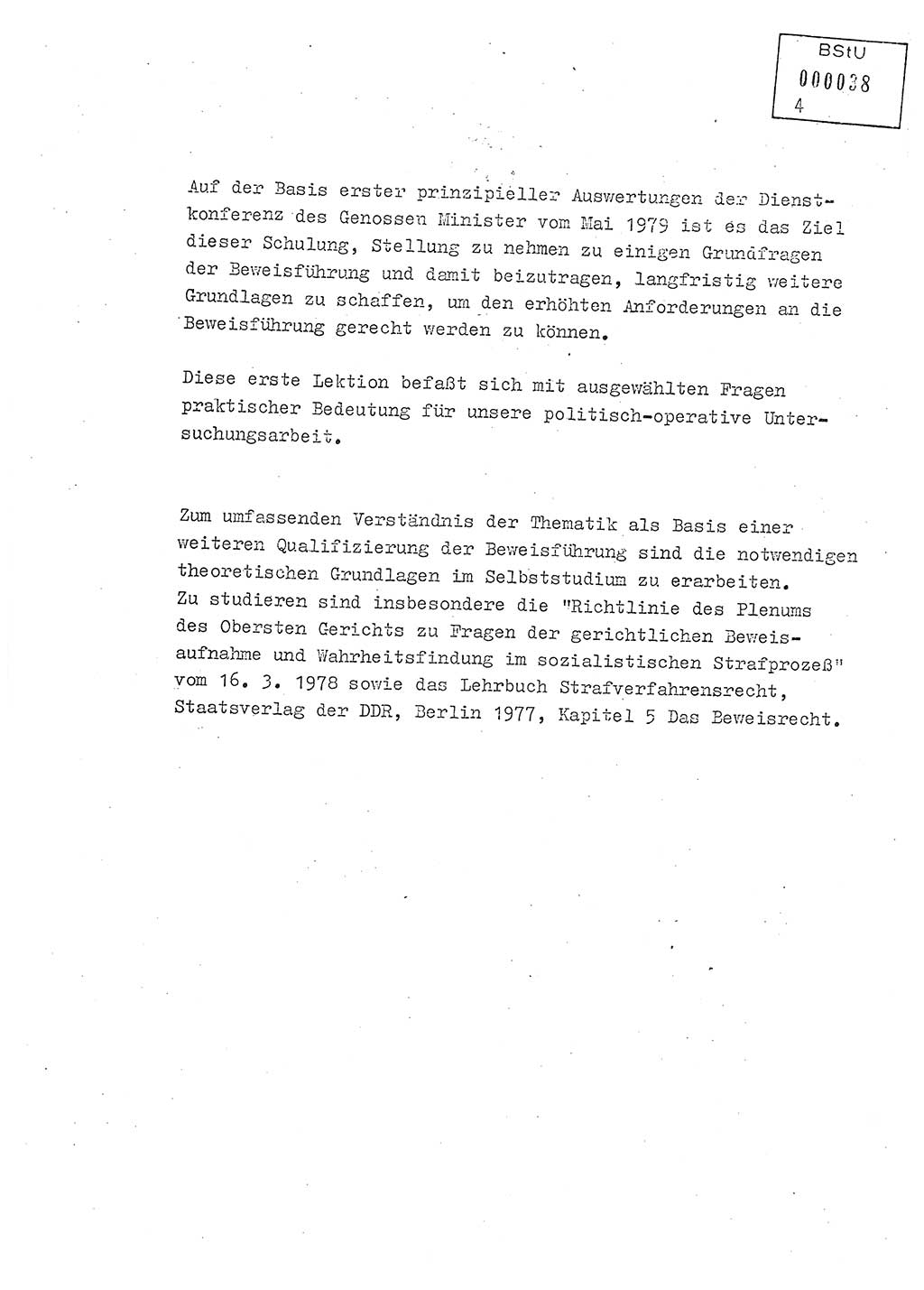 Lektion Ministerium für Staatssicherheit (MfS) [Deutsche Demokratische Republik (DDR)], Hauptabteilung (HA) Ⅸ, Berlin 1979, Seite 4 (Lekt. Bew.-Fü. EV MfS DDR HA Ⅸ 1979, S. 4)