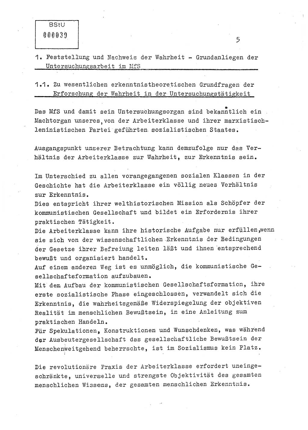 Lektion Ministerium für Staatssicherheit (MfS) [Deutsche Demokratische Republik (DDR)], Hauptabteilung (HA) Ⅸ, Berlin 1979, Seite 5 (Lekt. Bew.-Fü. EV MfS DDR HA Ⅸ 1979, S. 5)