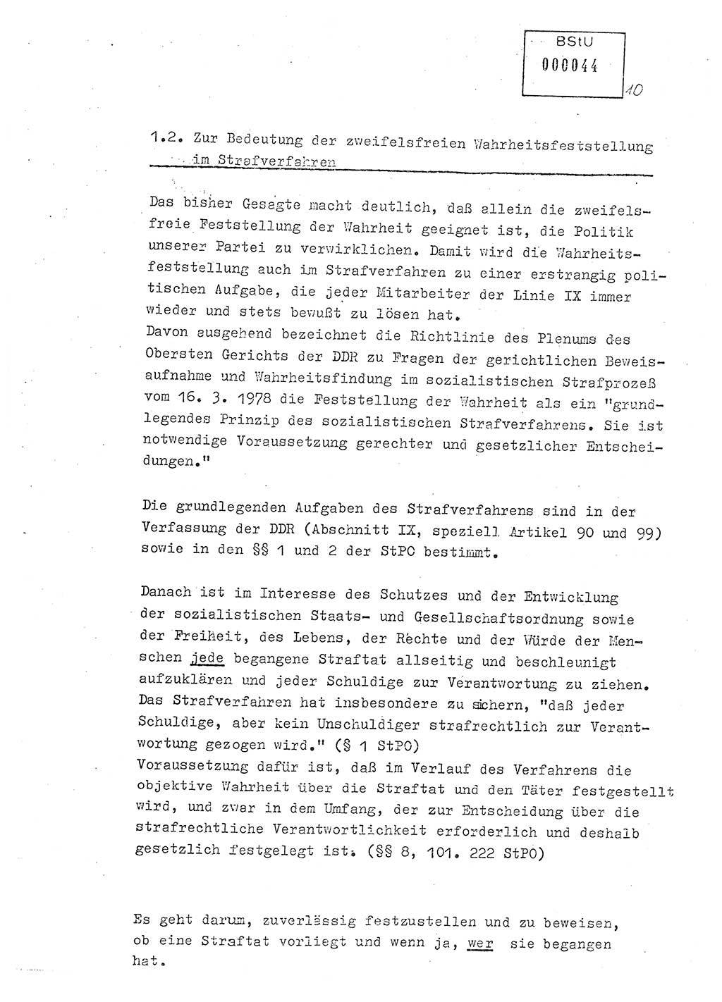 Lektion Ministerium für Staatssicherheit (MfS) [Deutsche Demokratische Republik (DDR)], Hauptabteilung (HA) Ⅸ, Berlin 1979, Seite 10 (Lekt. Bew.-Fü. EV MfS DDR HA Ⅸ 1979, S. 10)