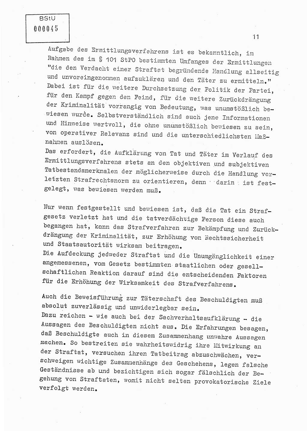Lektion Ministerium für Staatssicherheit (MfS) [Deutsche Demokratische Republik (DDR)], Hauptabteilung (HA) Ⅸ, Berlin 1979, Seite 11 (Lekt. Bew.-Fü. EV MfS DDR HA Ⅸ 1979, S. 11)